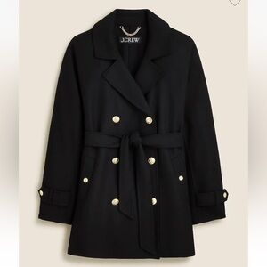 J. Crew Size Medium Black Trench Coat in Double-Faced Wool